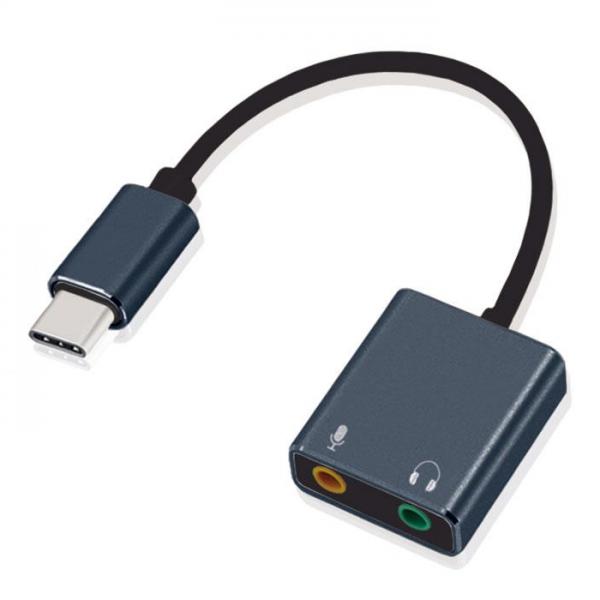 ADAPTADOR DE SONIDO USB-C ARGOM TECH CON SALIDA ESTEREO Y MICROFONO MONO