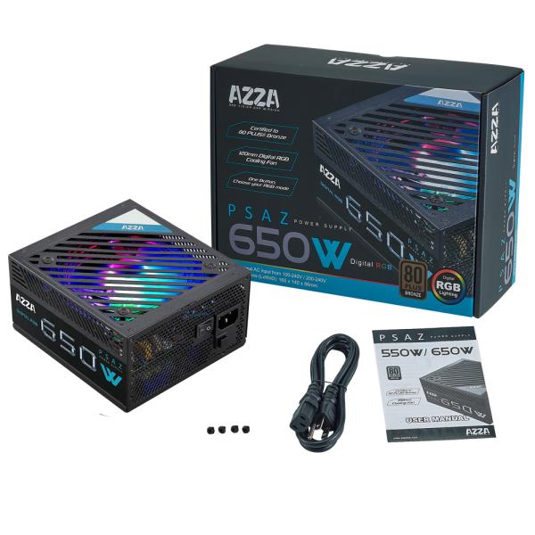 FUENTE DE PODER AZZA 650W 80 PLUS BRONZE ARGB