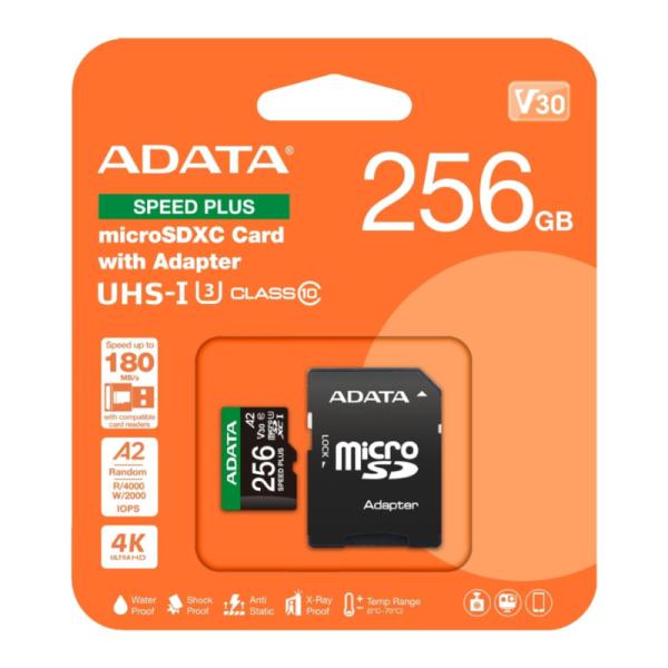 MEMORIA MICRO SDXC 256GB ADATA SPEED PLUS 180/160 MB/S COMPATIBLE CON DRONES