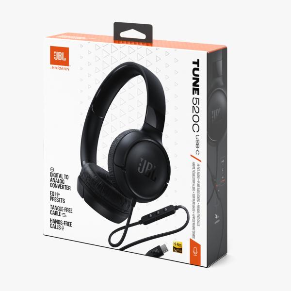 AUDIFONOS JBL TUNE 520C ON-EAR USB-C NEGRO