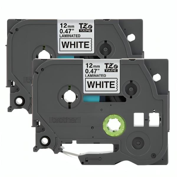 CINTA BROTHER TZE2312PKG 12MM X 8M COMPATIBLE CON P-TOUCH NEGRO SOBRE FONDO