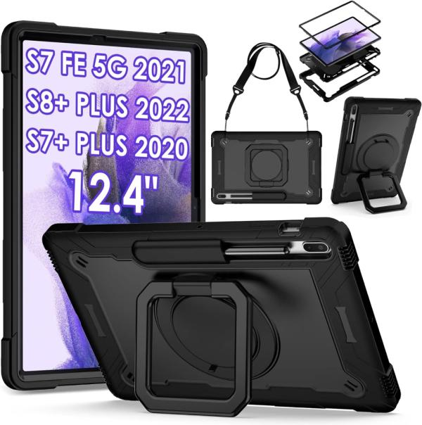 ESTUCHE PARA SAMSUNG GALAXY TAB S8 PLUS S7 FE 12.4" CON PROTECTOR Y SOPORTE