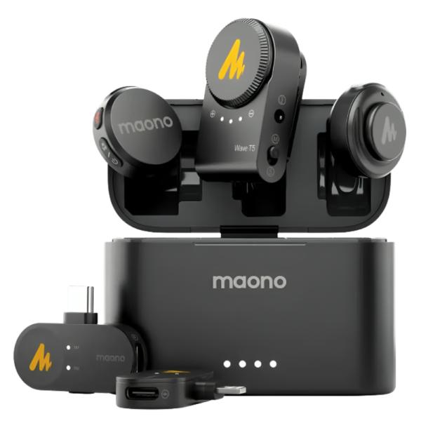 MICROFONO MAONO WM650 PA3 INALÁMBRICO TRIPLE RECEPTOR (USB-C + LIGHTNING +