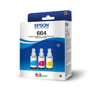 EPSON BOTELLA DE TINTA T664 PACK DE 3 COLORES CIAN MAGENTA Y AMARILLO -