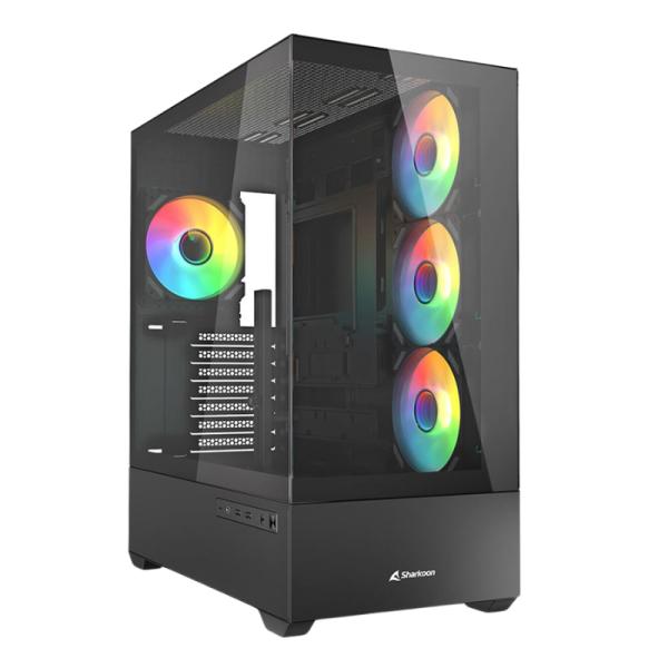CASE RGB SHARKOON AK6 MID TOWER VENTILADORES 4 DE 120MM CON VIDRIO LATERAL