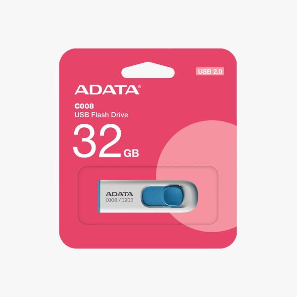 MEMORIA USB ADATA C008 32GB USB 2.0 BLANCO AZUL