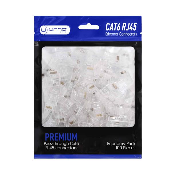 CONECTOR RJ45 CAT6 DE PASO 100 PIEZAS UNNO TEKNO AD3099WT