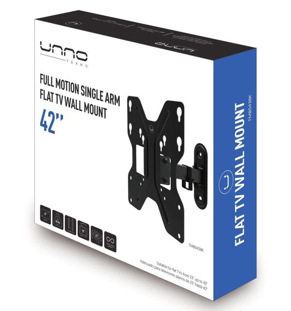 SOPORTE DE PARED PARA TV 42" MOVIMIENTO COMPLETO UNNO TEKNO