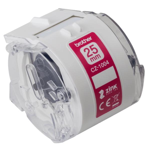 ROLLO DE ETIQUETAS CONTINUO A COLOR BROTHER CZ1004 ZERO INK 25MM X 5M
