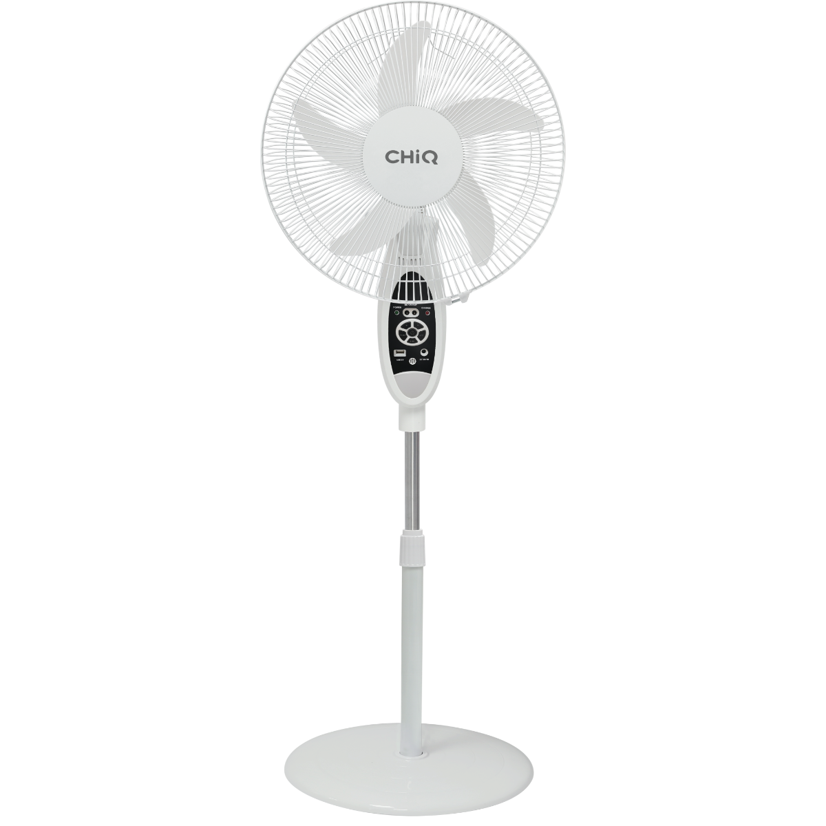CHIQ VENTILADOR PIE RECARGABLE 16" 9 VEL TEMPORIZADOR PUERTO USB LUZ LED -