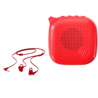 COMBO PARLANTE + AUDIFONOS HP 300 / HP 150 ROJO