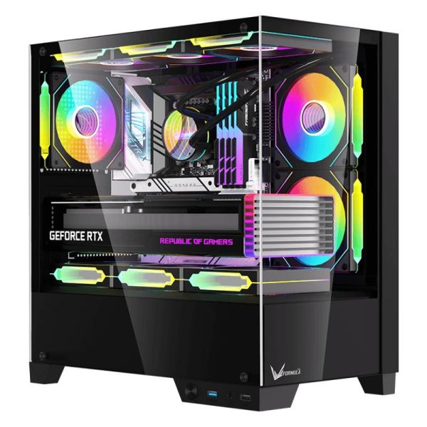 CASE ARGB FORMULA V LINE CRYSTAL Z1M PLUS BLACK AR MINI TOWER VENTILADORES 3 DE