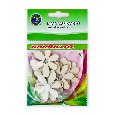 BARRILITO CALCOMANIA DE MADERA FLORES 3 WS014 8 PIEZAS