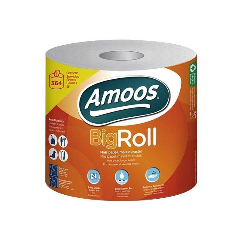 AMOOS TOALLA MAYORDOMO BIG ROLL DOBLE HOJA 364H PAQ 6 UND J629108.3
