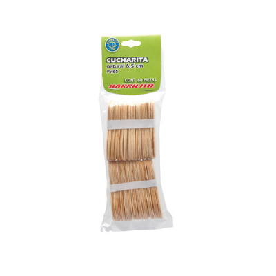 BARRILITO CUCHARITA MADERA NATURAL 6.5 CM PK 60 UNIDADES PM65