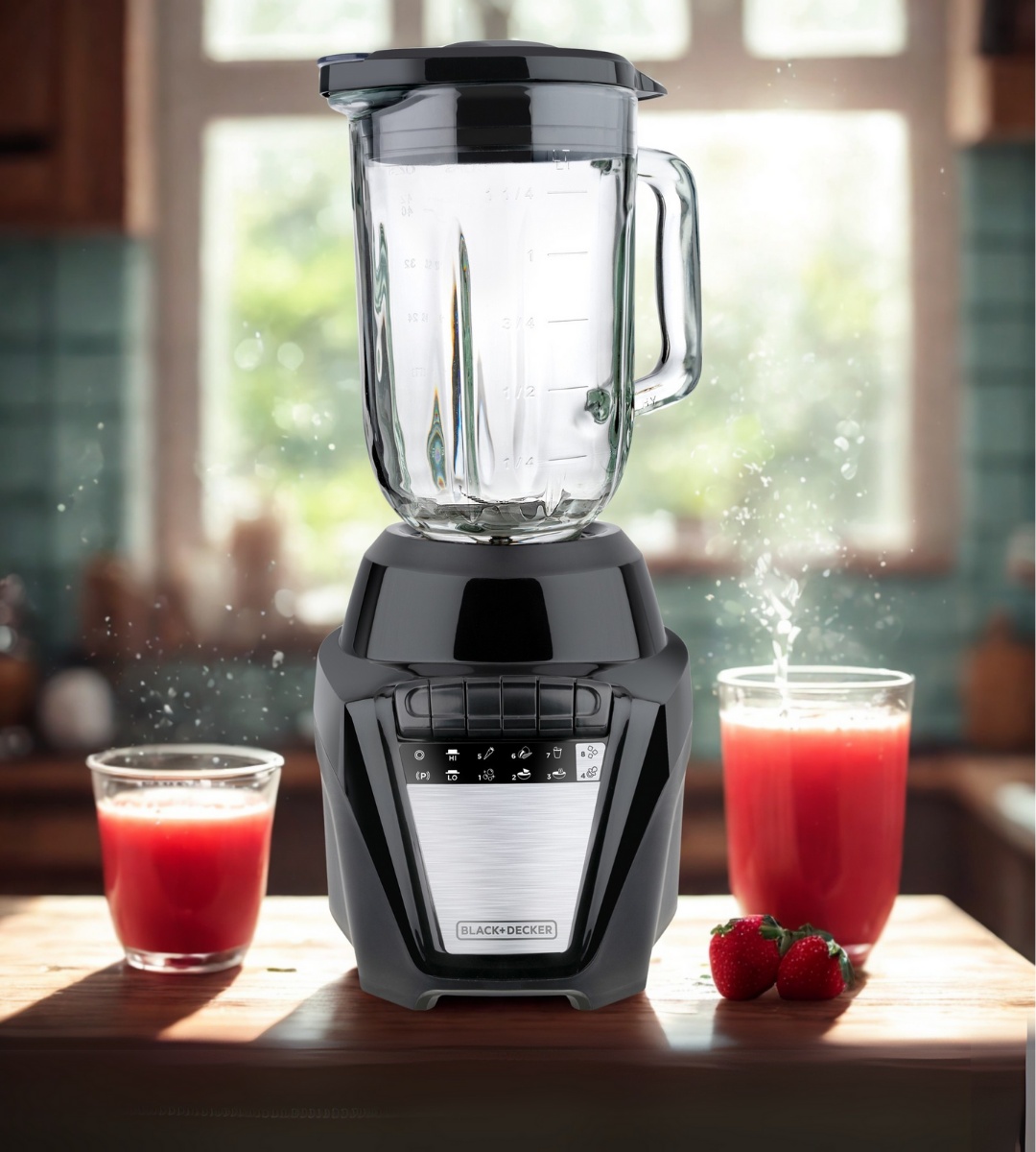 BLACK + DECKER LICUADORA 8 VELOC 700W VASO VIDRIO 1.25L ICE CRUSH NEGRA -