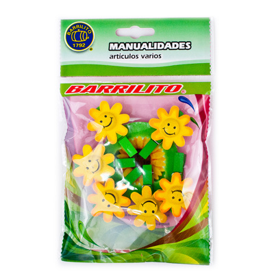 BARRILITO CLIP DE MADERA FLORES AMARILLAS WCLP10A 6 PIEZAS