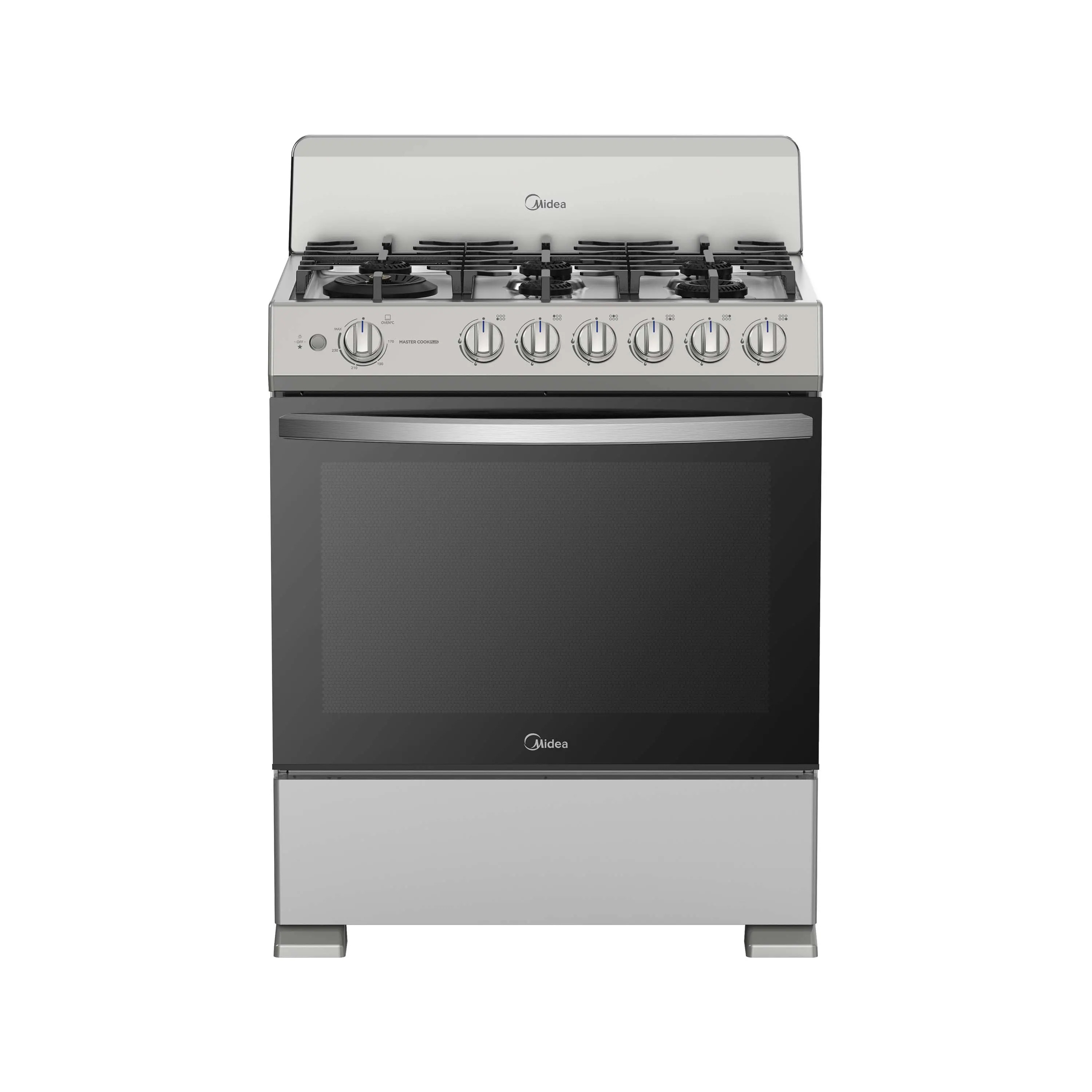 MIDEA COCINA DE GAS DE 30" 6 QUEMADORES PLATEADO MGS30FS1BIABGF-CA