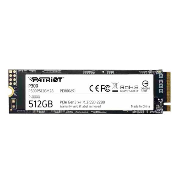 HD INTERNO SOLIDO 512GB PATRIOT P300 M.2 2280 PCIE GEN3 X4 1700MB/S / 1100MB/S
