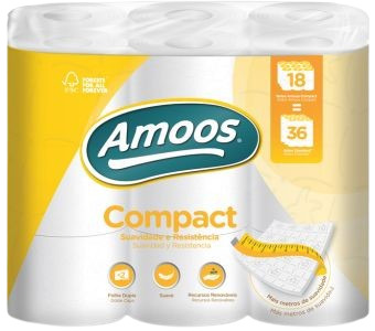AMOOS PAPEL HIGIENICO COMPACT DOBLE HOJA 266 H 12 ROLLOS PAQ X 4 - H603212