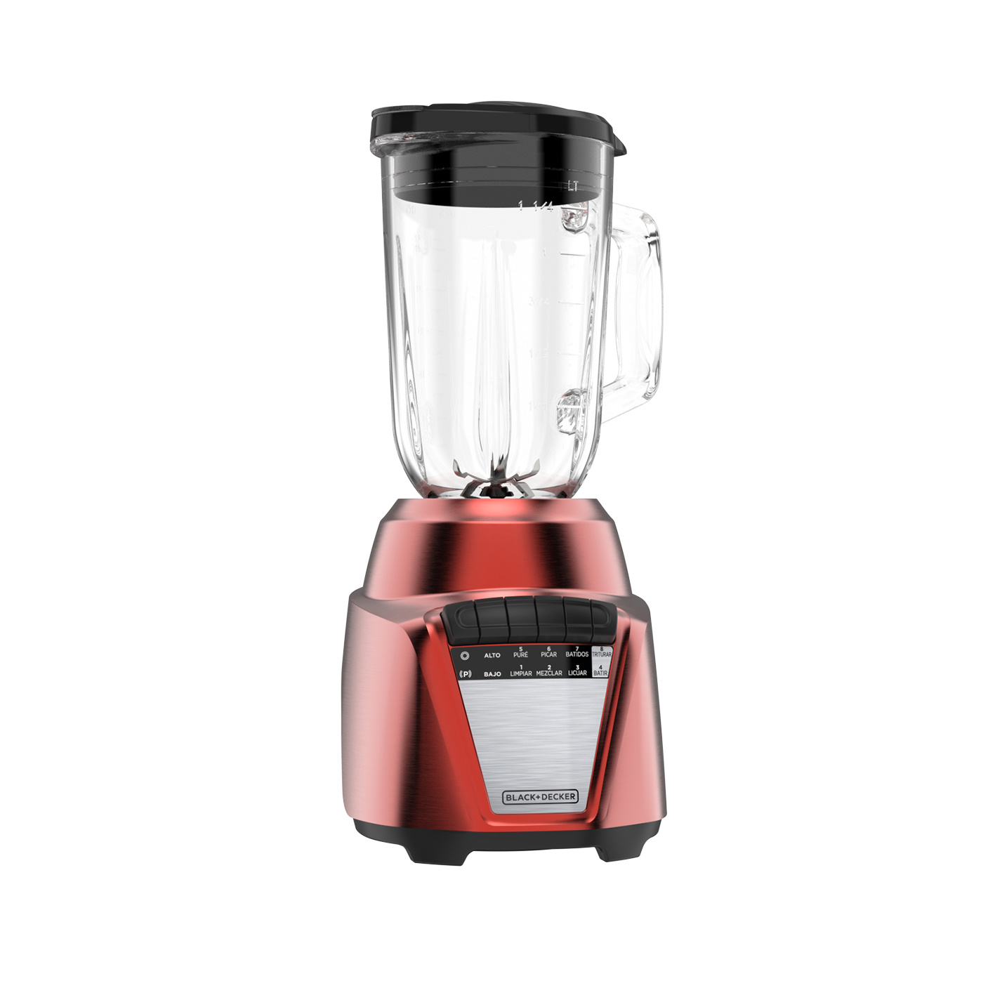 BLACK + DECKER LICUADORA ROJO ACERO INOXIDABLE 700 WATTS, 8 VELOC. JARRA VIDRIO