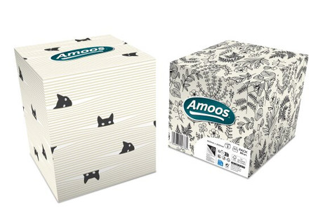 AMOOS PAÑUELOS FACIALES DE PAPEL DESECHABLE CUBO COSMETICO 50 X 3 CAPAS CAJA DE