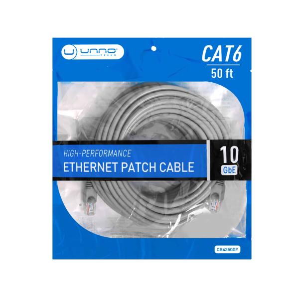 CABLE PATCH CORD ETHERNET CAT6 50FT UNNO TEKNO CB4350GY