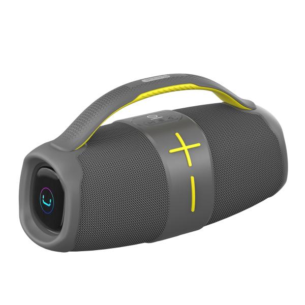 PARLANTE BLUETOOTH DASH TWS WATERPROOF LED 20W GRIS UNNO TEKNO