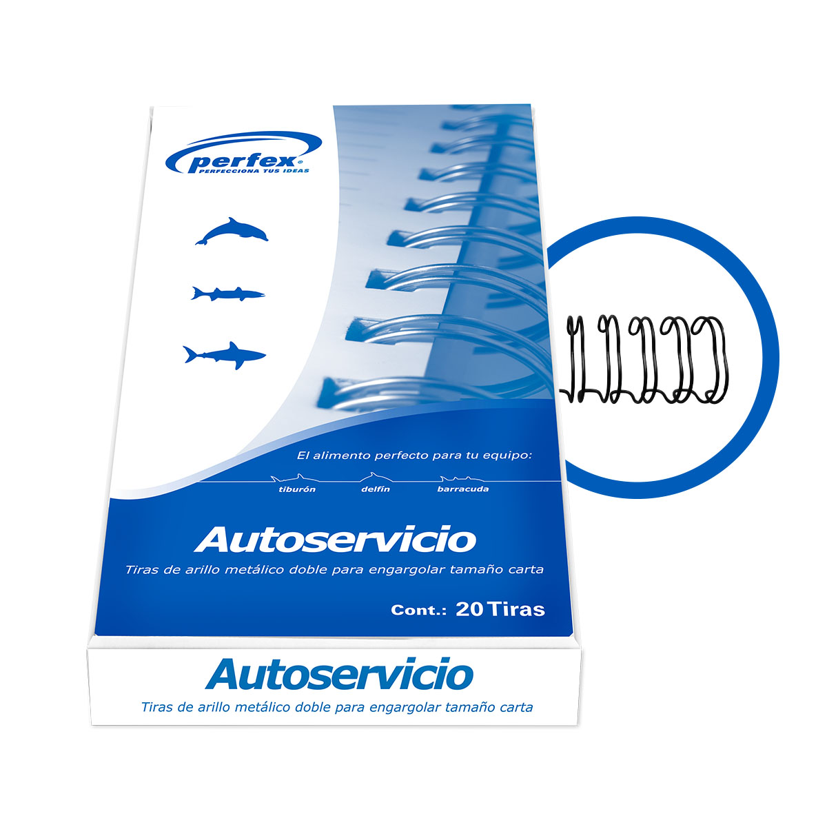 PERFEX ARILLO METALICO PASO 3:1 TAMAÑO CARTA 1/4 #4 CAJA 135 UNDS