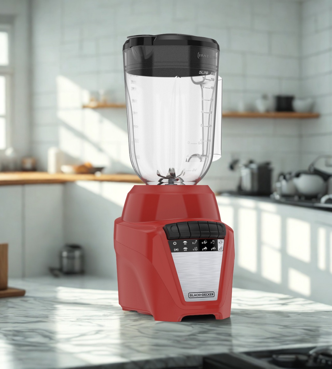 BLACK + DECKER LICUADORA 8 VELOC 700W VASO PLAST 1.65L ICE CRUSH ROJA -
