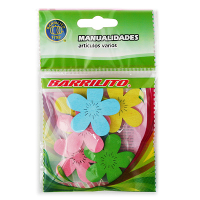 BARRILITO CALCOMANIA DE MADERA FLORES WS012 8 PIEZAS