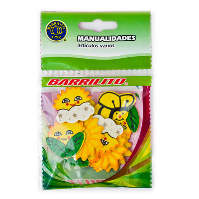 BARRILITO CALCOMANIA DE MADERA FLORES Y ABEJAS WS003 10 PIEZAS