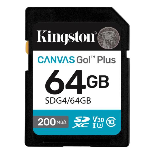 MEMORIA SD 64GB KINGSTON CLASE 10 UHS-I V30 200MB/S / 100MB/S PARA CÁMARAS Y