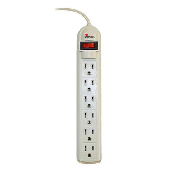 REGLETA ELECTRICA SMARTBITT SBSS-180J6 CON SUPRESOR DE PICOS 6 TOMAS