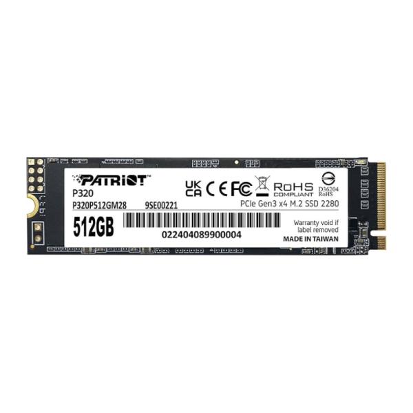 HD INTERNO SOLIDO 512GB PATRIOT P320 M.2 2280 PCIE GEN3 X4 3000MB/S / 2200MB/S