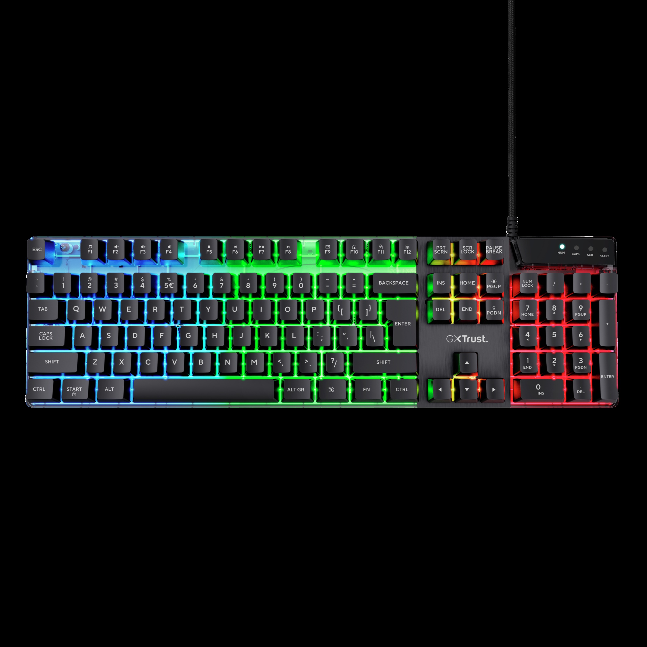 TRUST TECLADO GAMER COLOR NEGRO ILUMINADO EN ESPAÑOL - 23823