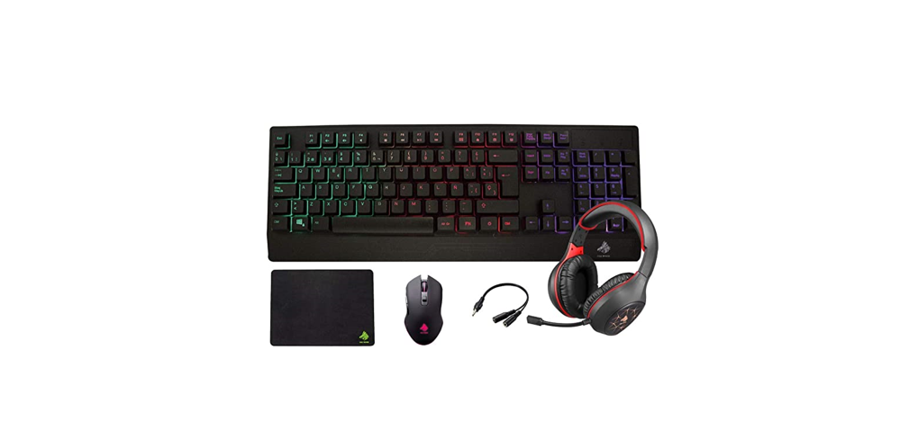 KIT GAMING EAGLE WARRIOR RHINO 4 IN 1 TECLADO RAINBOW COLOR LETTER BACKLIGHT+