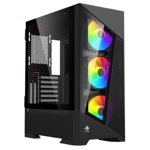 CASE EAGLE WARRIOR CG10AJRA001C MID TOWER 3 VENTILADORES CON VIDRIO FRONTAL Y