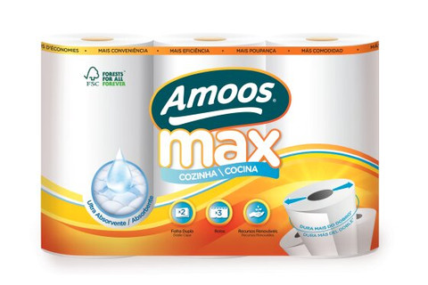 AMOOS TOALLA DE COCINA MAX 3 PACK 90 HJS DOBLES ( 22 MTRS) PAQ X 7 - C622202