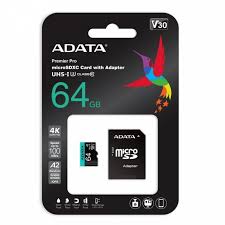 MEMORIA MICRO SDXC 64GB ADATA AUSDX64GUI3V30SA2-RA1 CLASE 10 100 MB/S 80 MB/S