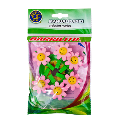 BARRILITO CLIP DE MADERA FLORES ROSAS WCLP10P 6 PIEZAS