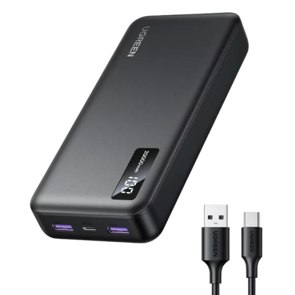 POWER BANK UGREEN PB312 20000MAH 22.5W USB-A USB-C CARGA RÁPIDA BIDIRECCIONAL