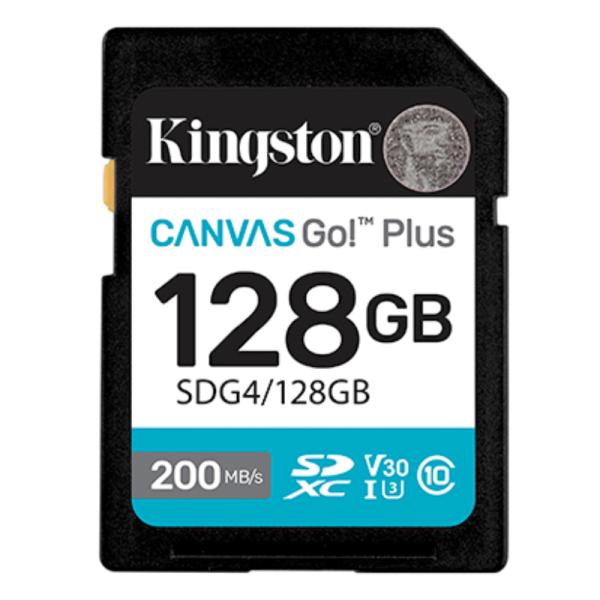 MEMORIA SDXC 128GB KINGSTON CANVAS GO PLUS GEN 4 200 MB/S PARA CÁMARAS Y VIDEOS