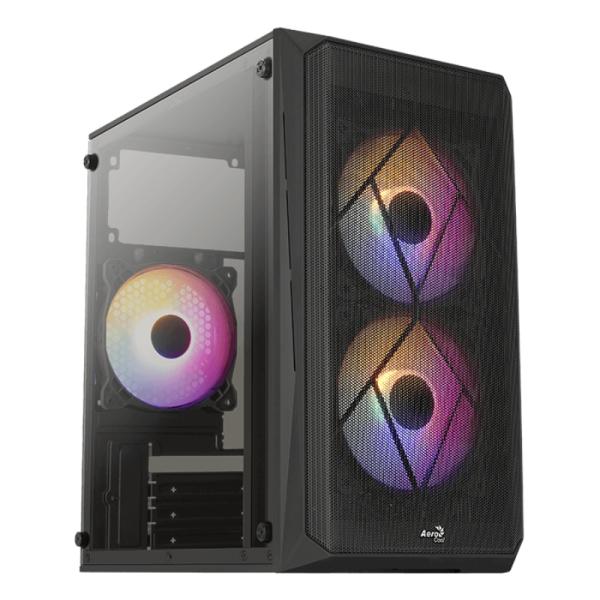CASE GAMING RGB AEROCOOL CS-107-A-BK-V2 MINI TOWER VENTILADORES 3 DE 120MM CON