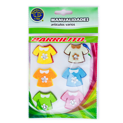 BARRILITO CALCOMANIA DE FIELTRO FS090 ROPA 6 PIEZAS
