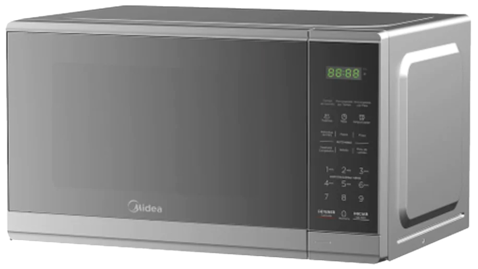 MIDEA MICROONDAS 0.7 PIES PUERTA CON ACABADO ESPEJO GABINETE GRIS MMDF07S2MG