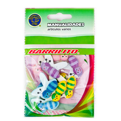 BARRILITO CALCOMANIA DE MADERA ABEJAS 10 PIEZAS WS001