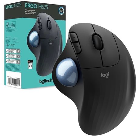 MOUSE LOGITECH ERGO M575S TRACKBALL INALAMBRICO 5 BOTONES GRIS/NEGRO