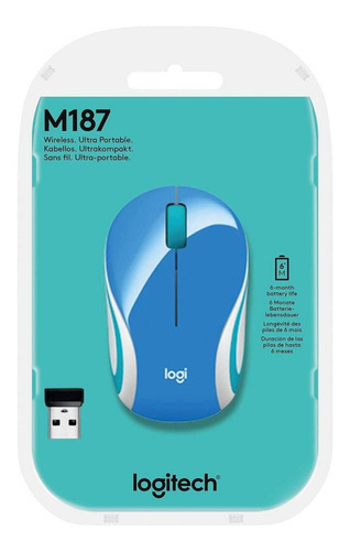 MOUSE LOGITECH M187 MINI INALAMBRICO PALACE BLUE