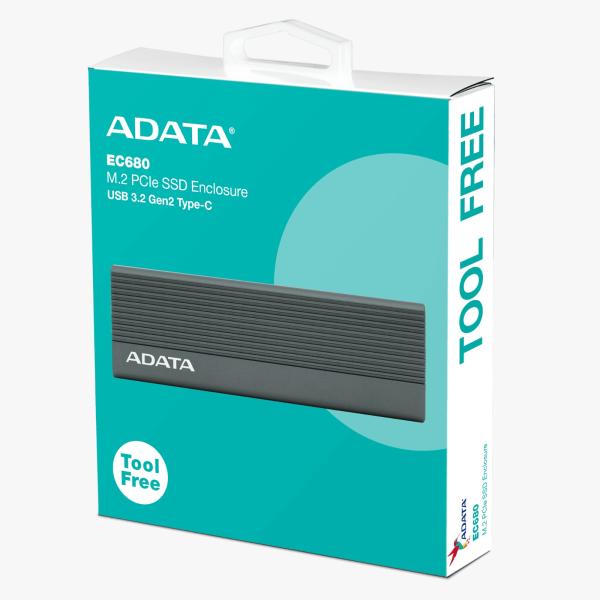 ENCAPSULADOR PARA SSD ADATA EC680 USB-C 3.2 GEN 2 GRIS